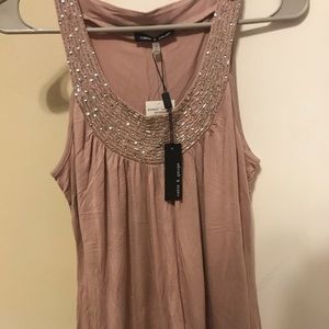 Beaded detailed flowy tank, grips at waist. New with tags.
